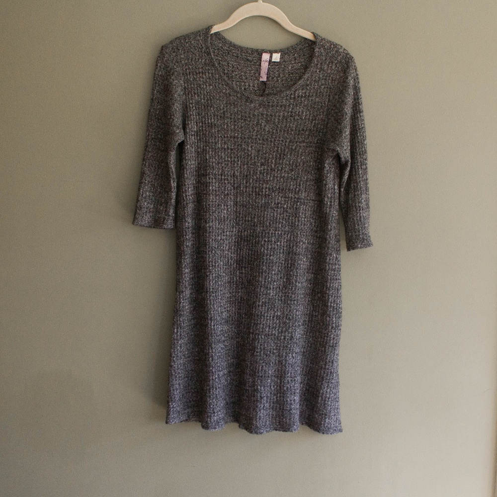 Gray Ribbed Swing Dress